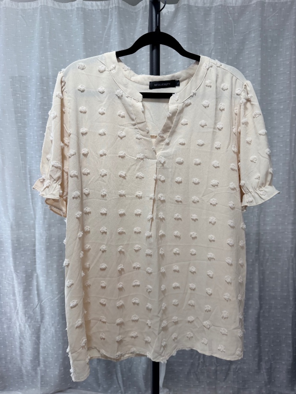 Cream Swiss Dot Blouse - XL